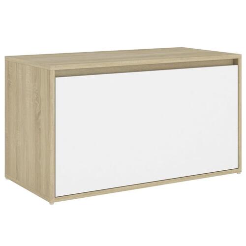 Entrébænk 80x40x45 cm spånplade hvid og sonoma-eg