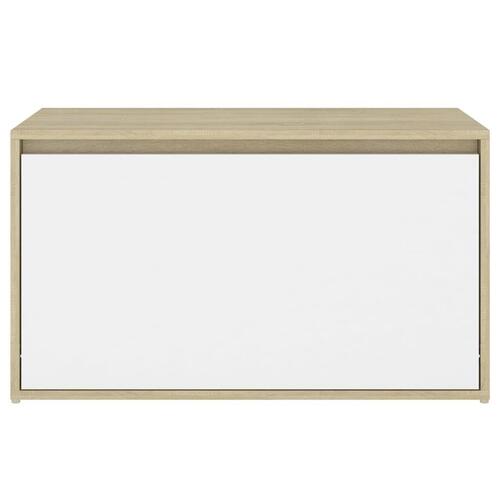 Entrébænk 80x40x45 cm spånplade hvid og sonoma-eg