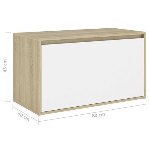 Entrébænk 80x40x45 cm spånplade hvid og sonoma-eg