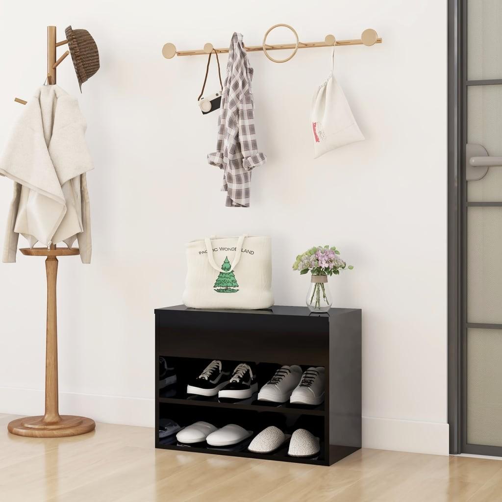 Skobænk 60x30x45 cm konstrueret træ sort højglans