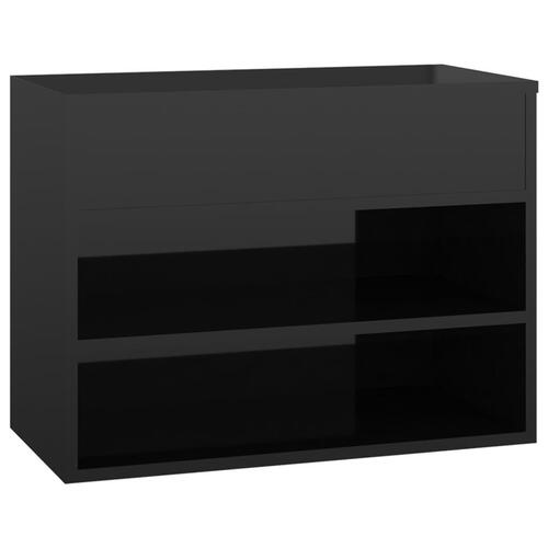 Skobænk 60x30x45 cm konstrueret træ sort højglans