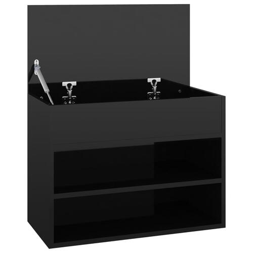 Skobænk 60x30x45 cm konstrueret træ sort højglans