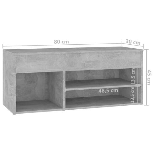 Skoreol 80x30x45 cm konstrueret træ betongrå