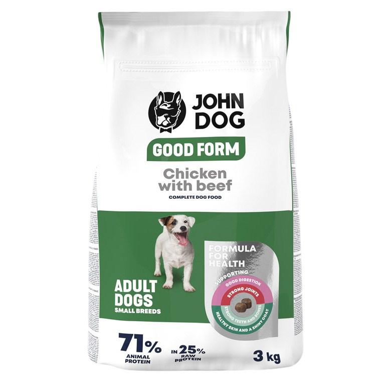 JOHN DOG Good Form â tÃ¸rfoder til smÃ¥ hunderacer, kylling med oksekÃ¸d â 3 kg billede