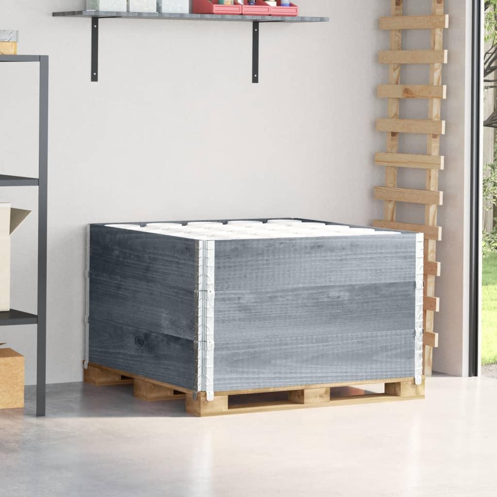 Pallerammer 3 stk. 100x100 cm massivt fyrretræ grå billede