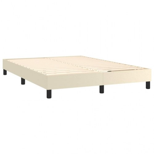 Kontinentalseng med madras 140x190 cm - kunstlæder, creme
