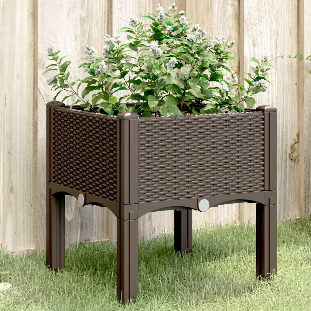 Plantekasse med ben 40x40x42 cm PP brun billede
