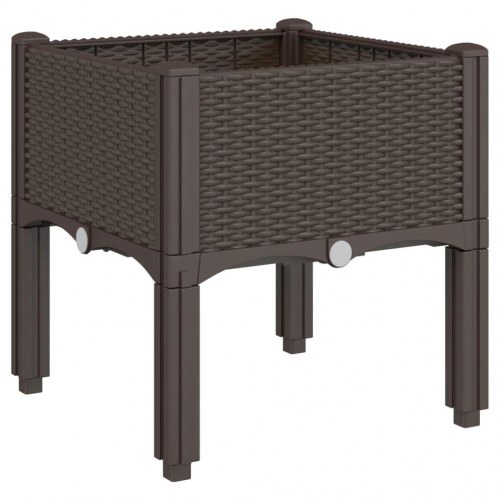 Plantekasse med ben 40 x 40 x 42 cm - brun
