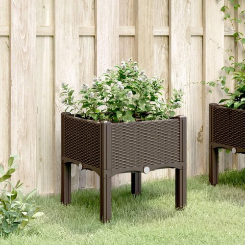Plantekasse med ben 40 x 40 x 42 cm - brun