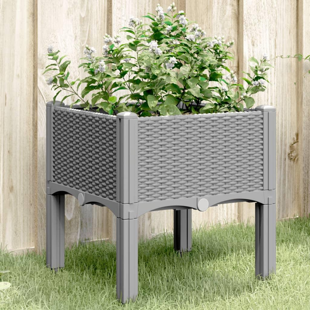 Plantekasse med ben 40x40x42 cm PP lysegrå billede