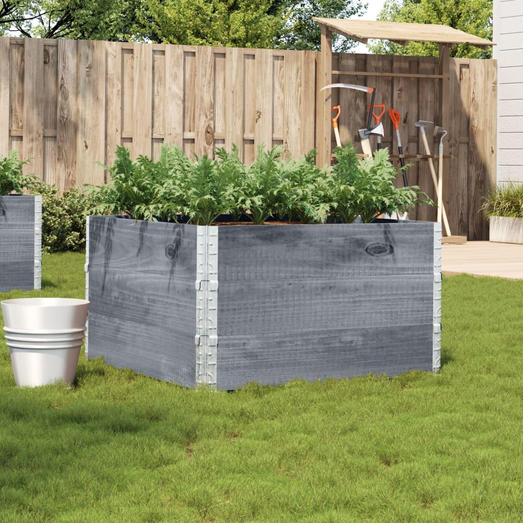 Plantekasse 100x100 cm massivt fyrretræ grå billede