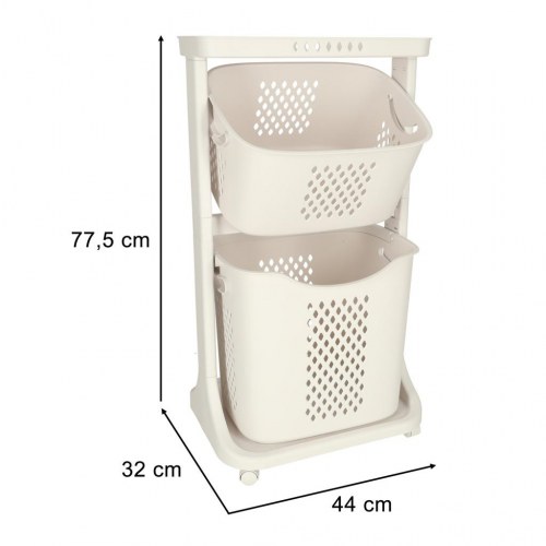 Vasketøjskurv med dobbelte kurve på hjul - plast, 44 × 77,5 × 32 cm (OUTLET A)