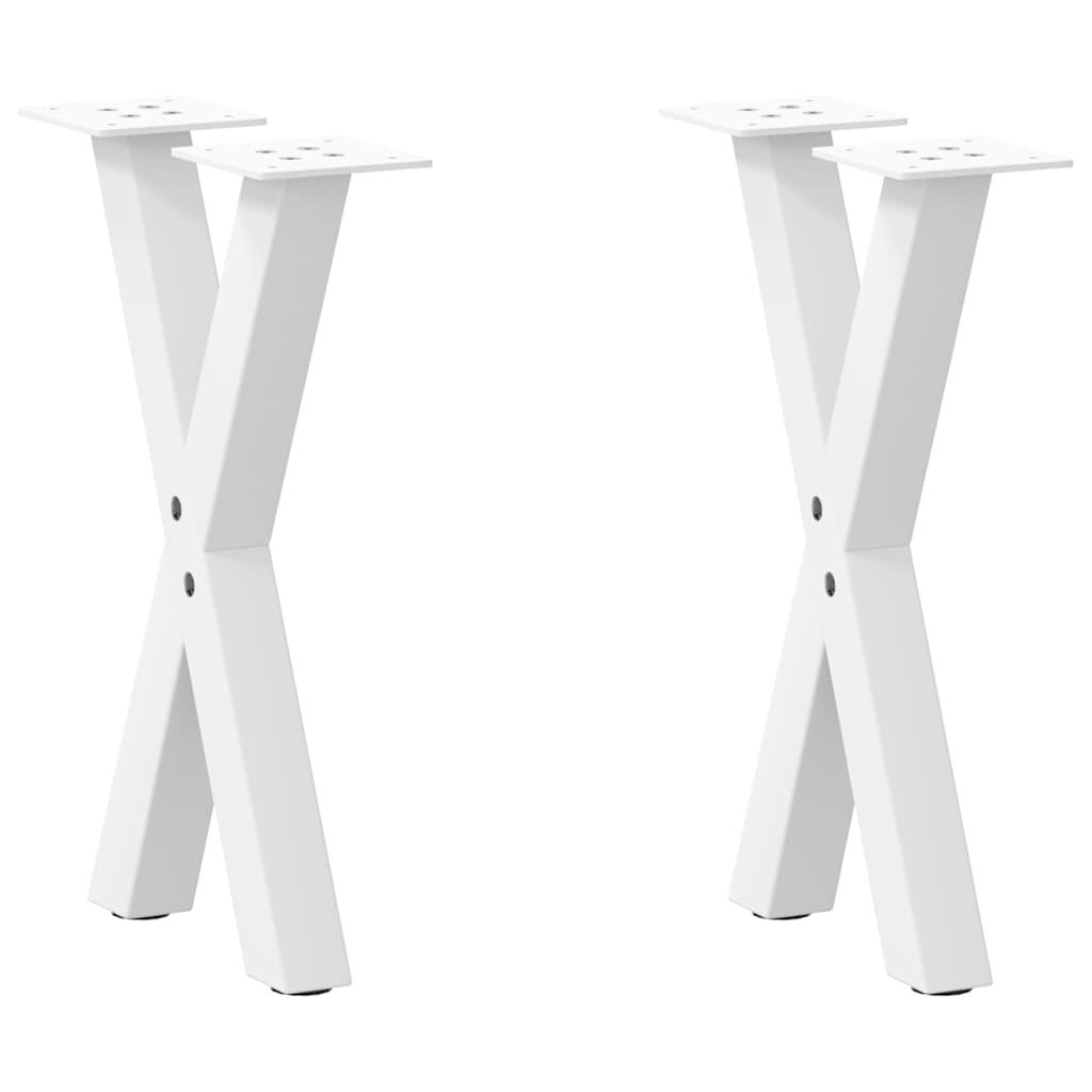 Sofabordsben X-formet 2 stk. hvid 38 x (42-43) cm stål billede