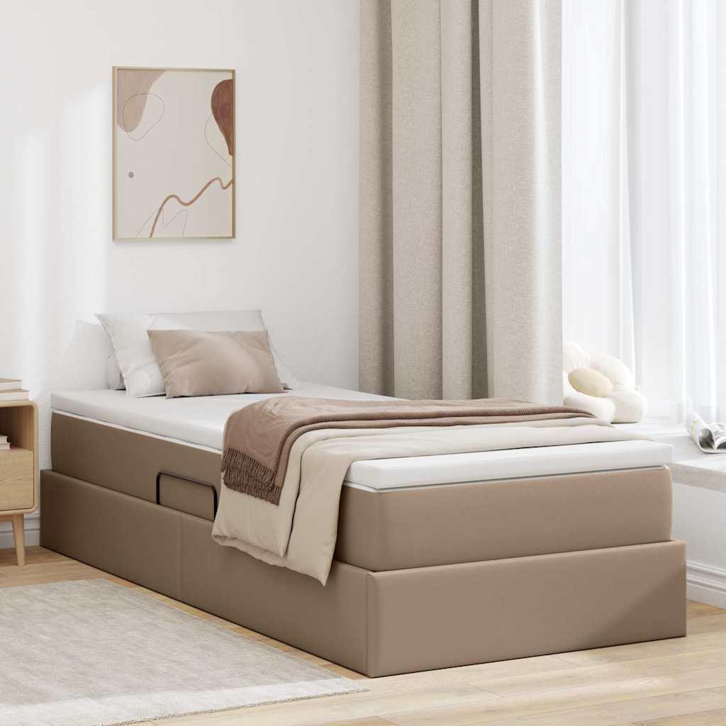 Seng med opbevaring og madras Cappuccino 100 x 200 cm billede