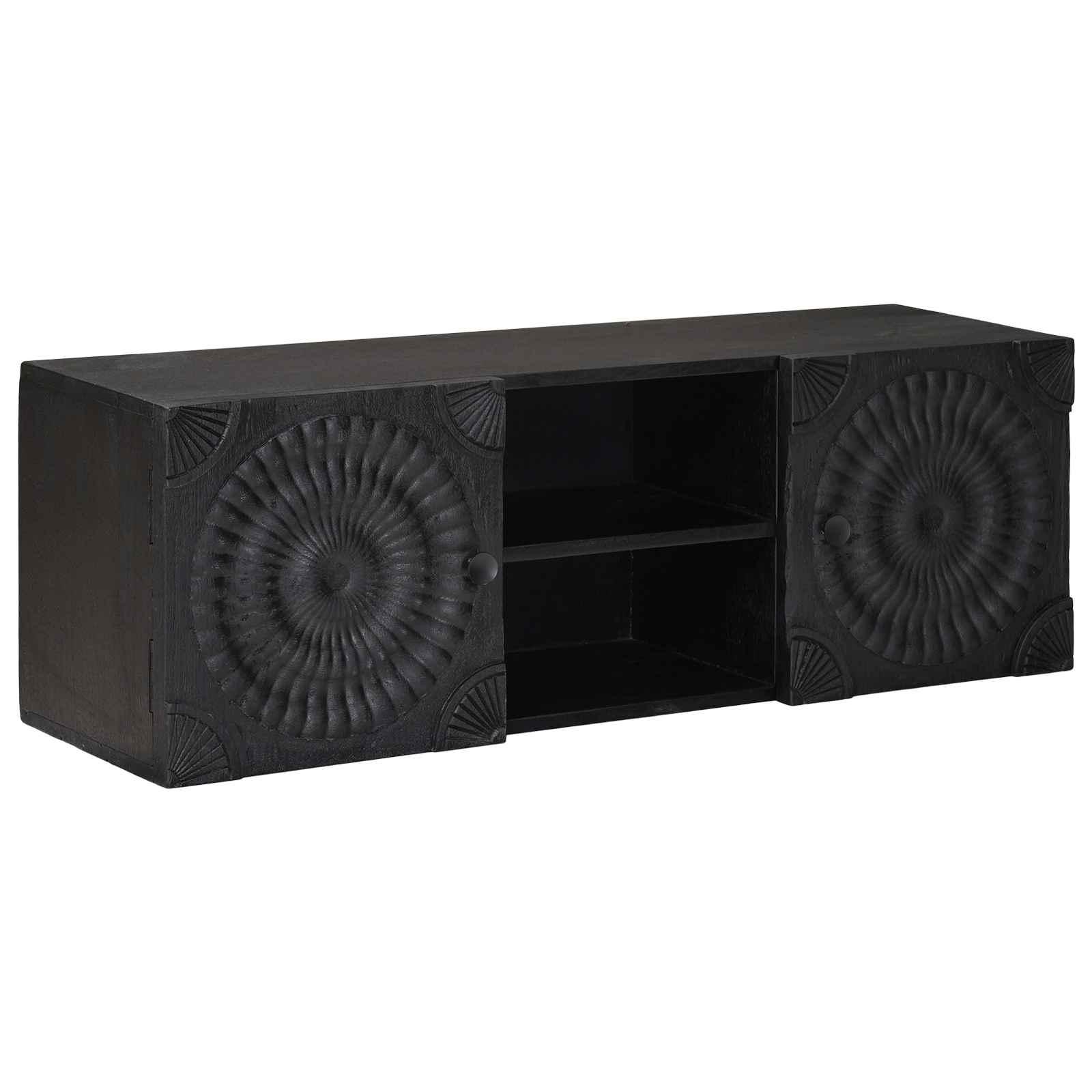 TV-skab Sort 105 x 30 x 35 cm Massivt Mango Træ og Ingeniørtræ billede