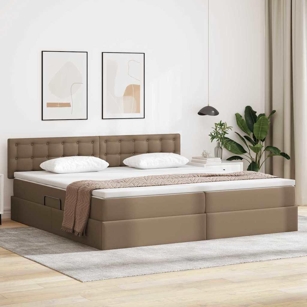 Seng med opbevaring og madras Cappuccino 200 x 200 cm billede