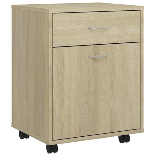 Skab med hjul 45x38x54 cm konstrueret træ sonoma-eg