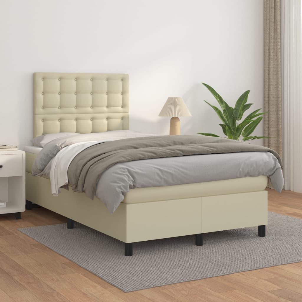 Kontinentalseng med madras 120x200 cm kunstlæder cremefarvet billede