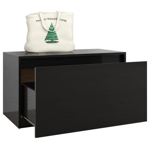 Entrébænk 80x40x45 cm konstrueret træ sort højglans