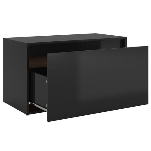 Entrébænk 80x40x45 cm konstrueret træ sort højglans