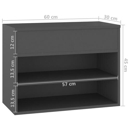 Skobænk 60x30x45 cm konstrueret træ grå