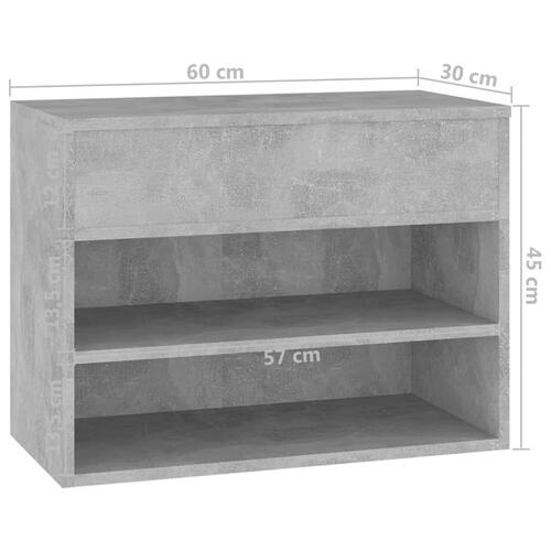 Skobænk 60x30x45 cm konstrueret træ betongrå