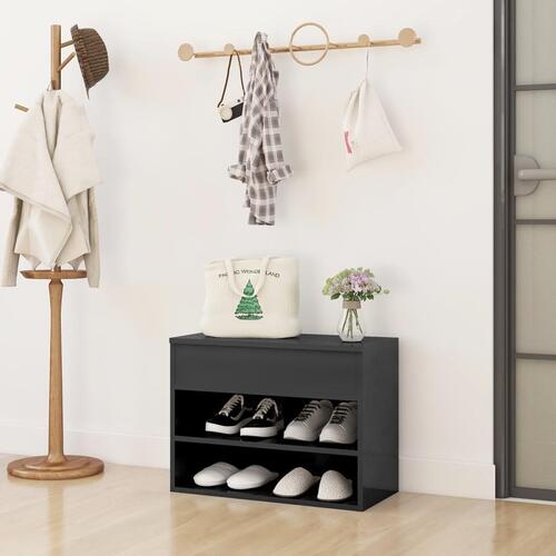 Skobænk 60x30x45 cm konstrueret træ grå højglans
