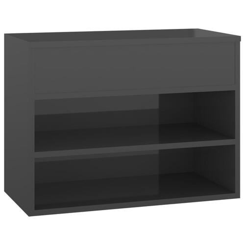 Skobænk 60x30x45 cm konstrueret træ grå højglans