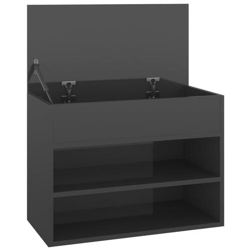 Skobænk 60x30x45 cm konstrueret træ grå højglans