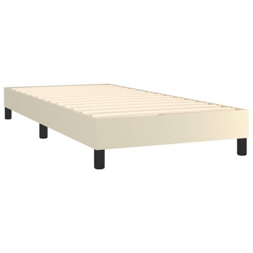 Kontinentalseng med madras 80x200 cm i kunstlæder - creme
