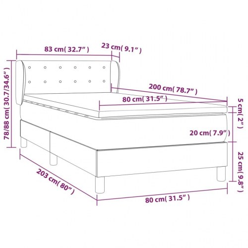 Kontinentalseng med madras 80x200 cm i kunstlæder - creme