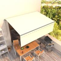 Markise m. gardin 4,5x3 m manuel betjening cremefarvet
