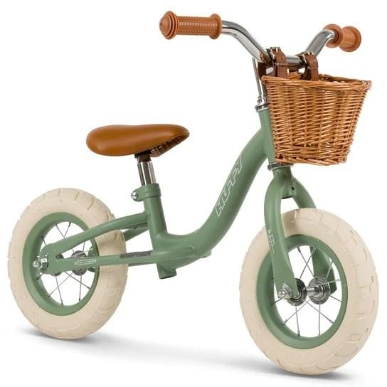 HUFFY Vintage løbecykel 10" - grøn med kurv billede