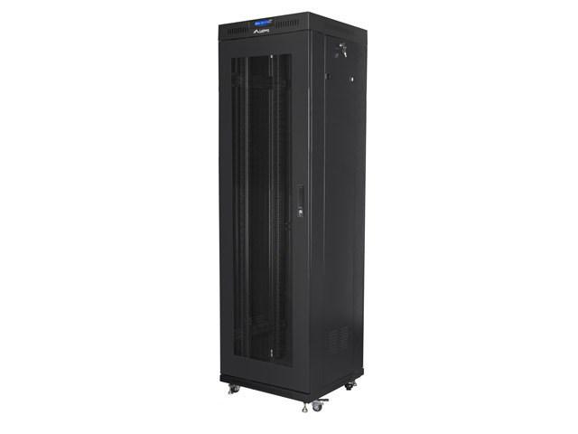 Lanberg 19" gulvstående rackskab 42U 600×600 - sort, perforeret frontdør (flat pack) V2 billede