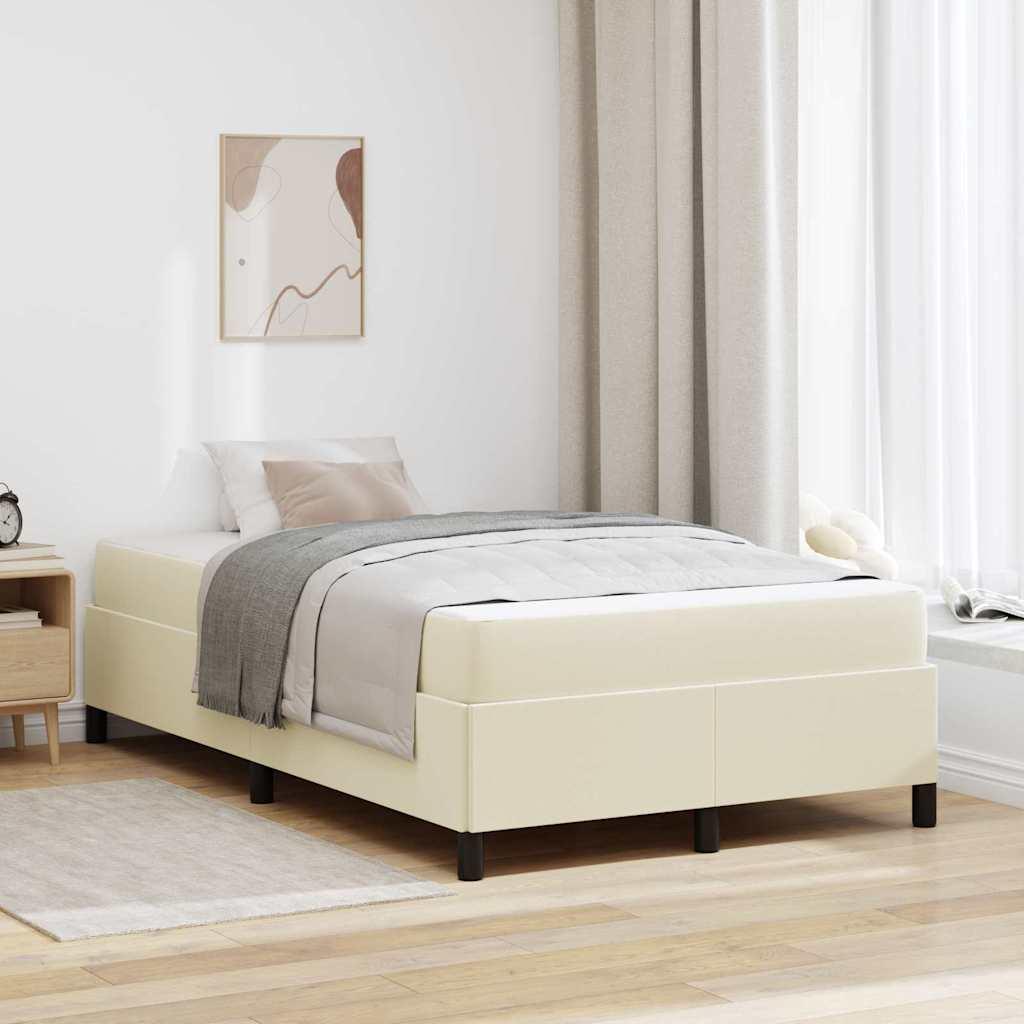 Sengestel med madras Creme 120 x 200 cm Stof billede
