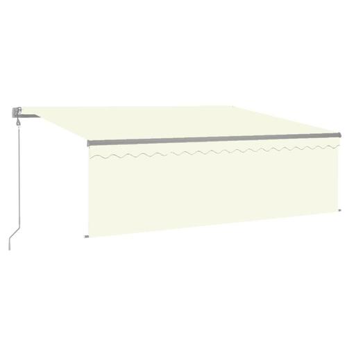 Markise m. gardin 4,5x3 m automatisk betjening cremefarvet