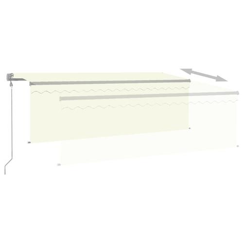 Markise m. gardin 4,5x3 m automatisk betjening cremefarvet