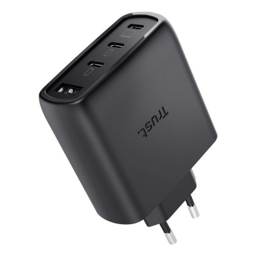 Trust Maxo 65W GaN vægoplader - 3x USB-C + USB-A, hurtig opladning - Sort