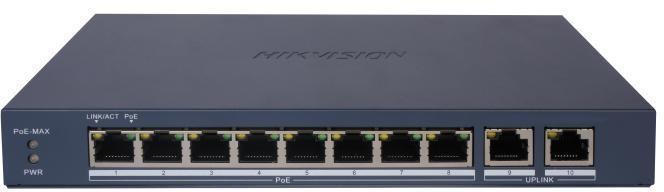 Hikvision DS-3E1510P-EI/M(B) LinkVu PoE switch - 8 porte + 2 uplink billede