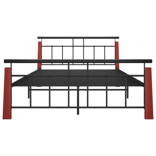 Sengestel 140x200 cm massivt egetræ og metal
