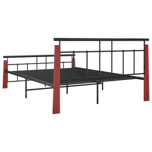 Sengestel 140x200 cm massivt egetræ og metal