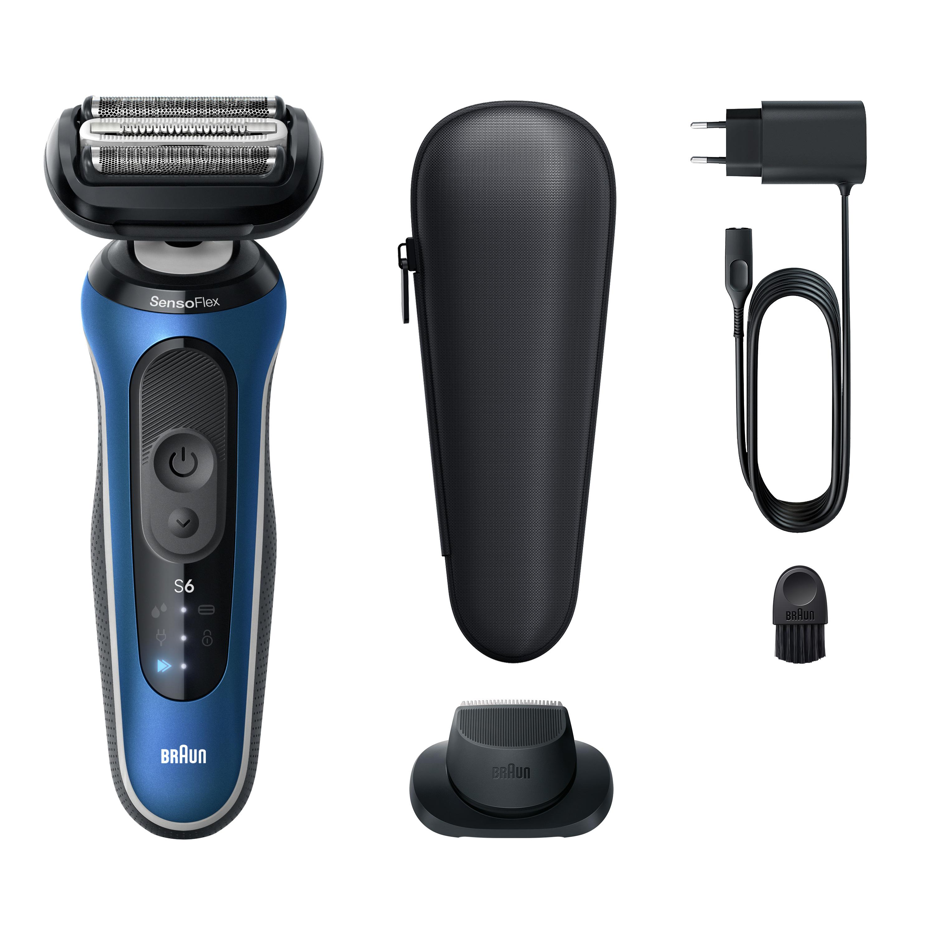 Braun Series 6 62-B1200s foliebarbermaskine med trimmer - Blå billede