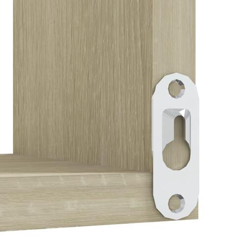 Væghylde til hjørne 40x40x50 cm spånplade hvid og sonoma-eg