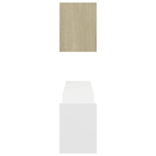 Væghylder 2 stk. 100x15x20 cm spånplader hvid og sonoma-eg