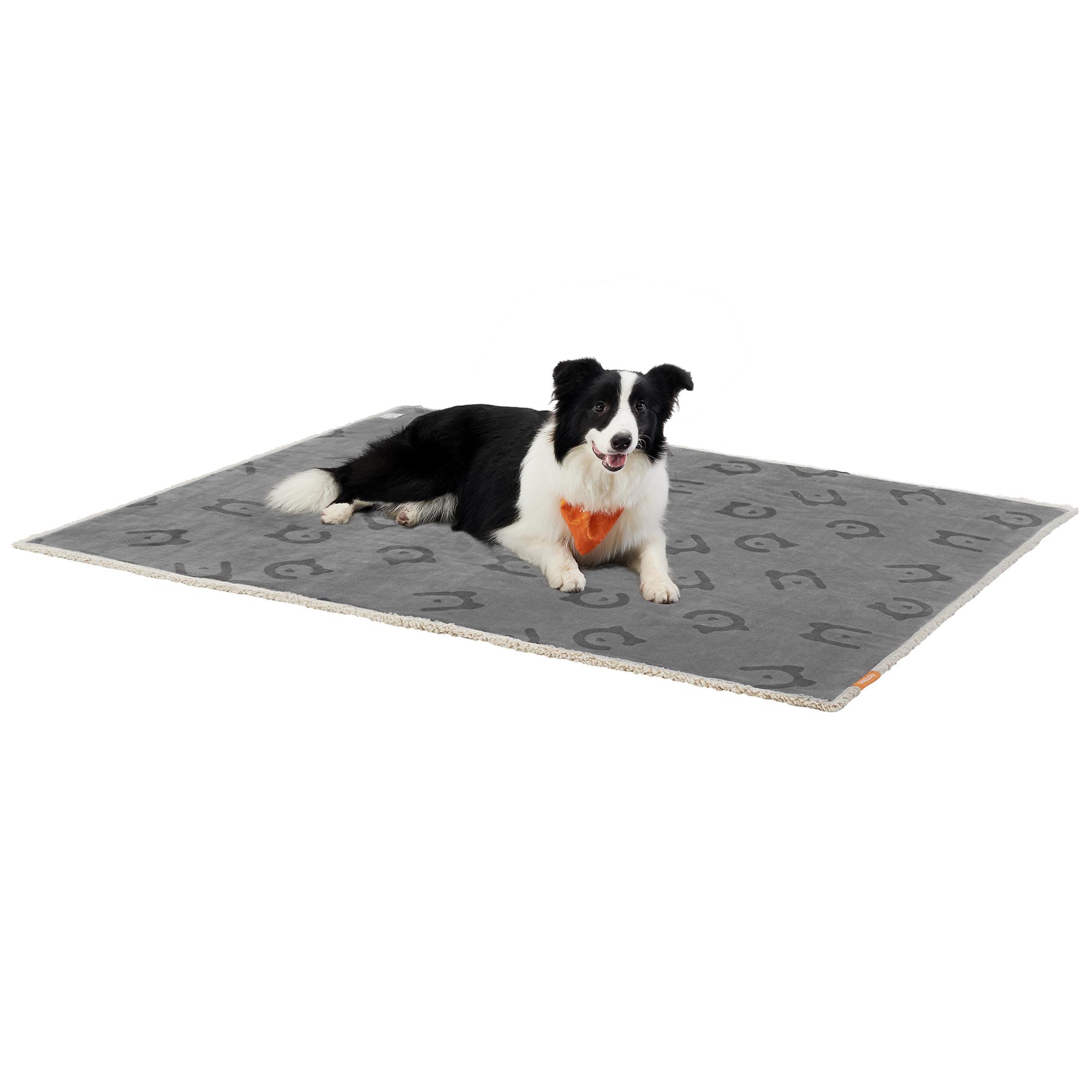 FEANDREA vandtæt hundetæppe - vendbart sherpa/fleece, 152,4 × 127 cm, grå