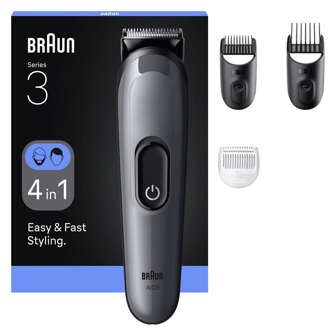 Braun Series 3 AIO3 hårtrimmer – mørkegrå, 21 længder billede