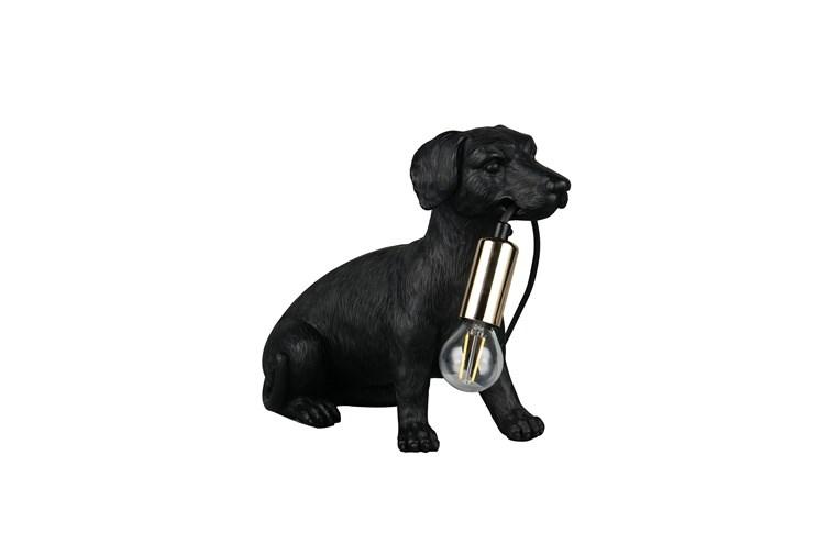TRIO bordlampe E14 - sort hunde-figur billede