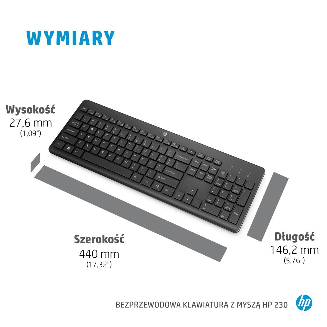 HP 230 trådløst tastatur- og musesæt, sort, QWERTY, fuld størrelse