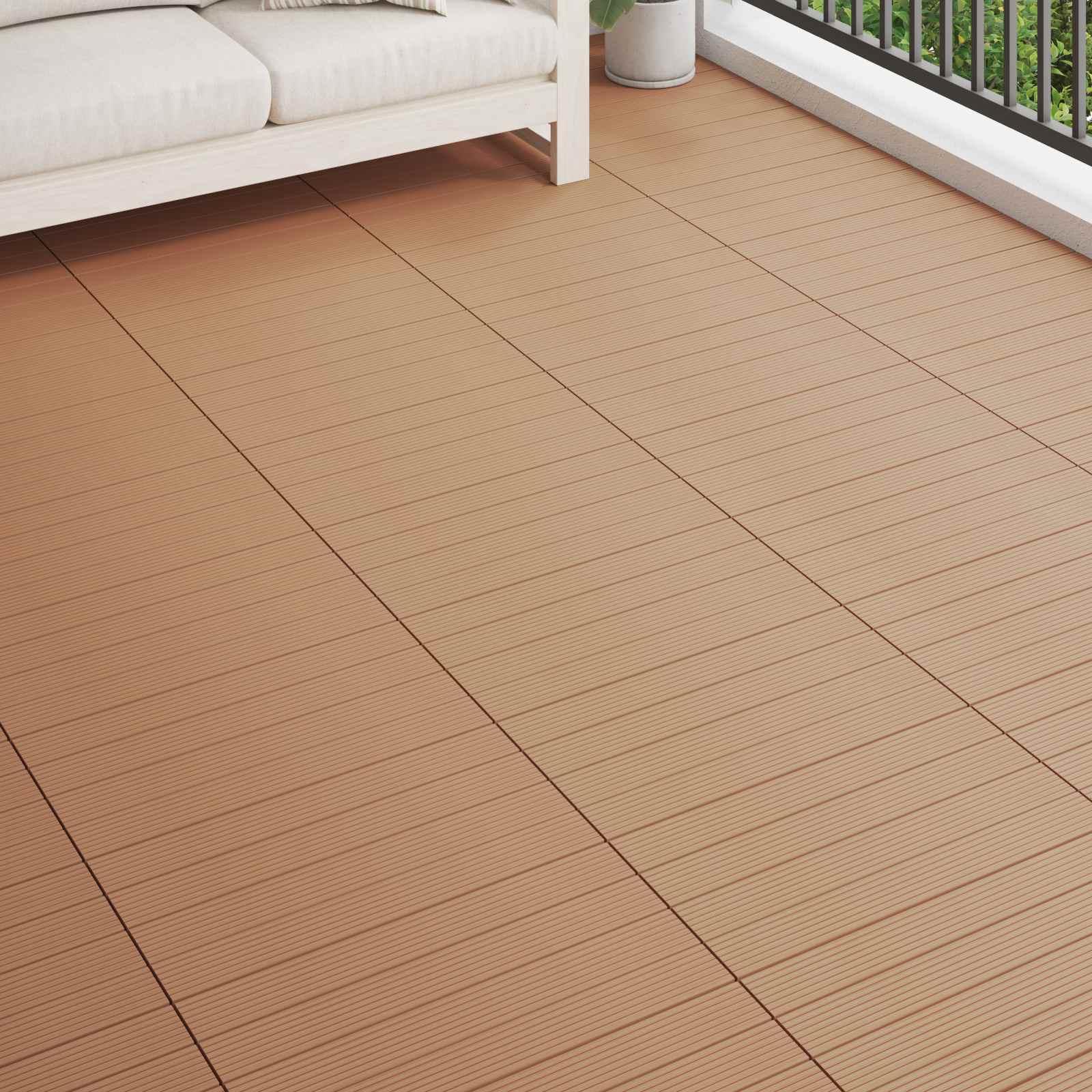 Terrasse Flise 6 stk Brun 60 x 30 cm WPC billede