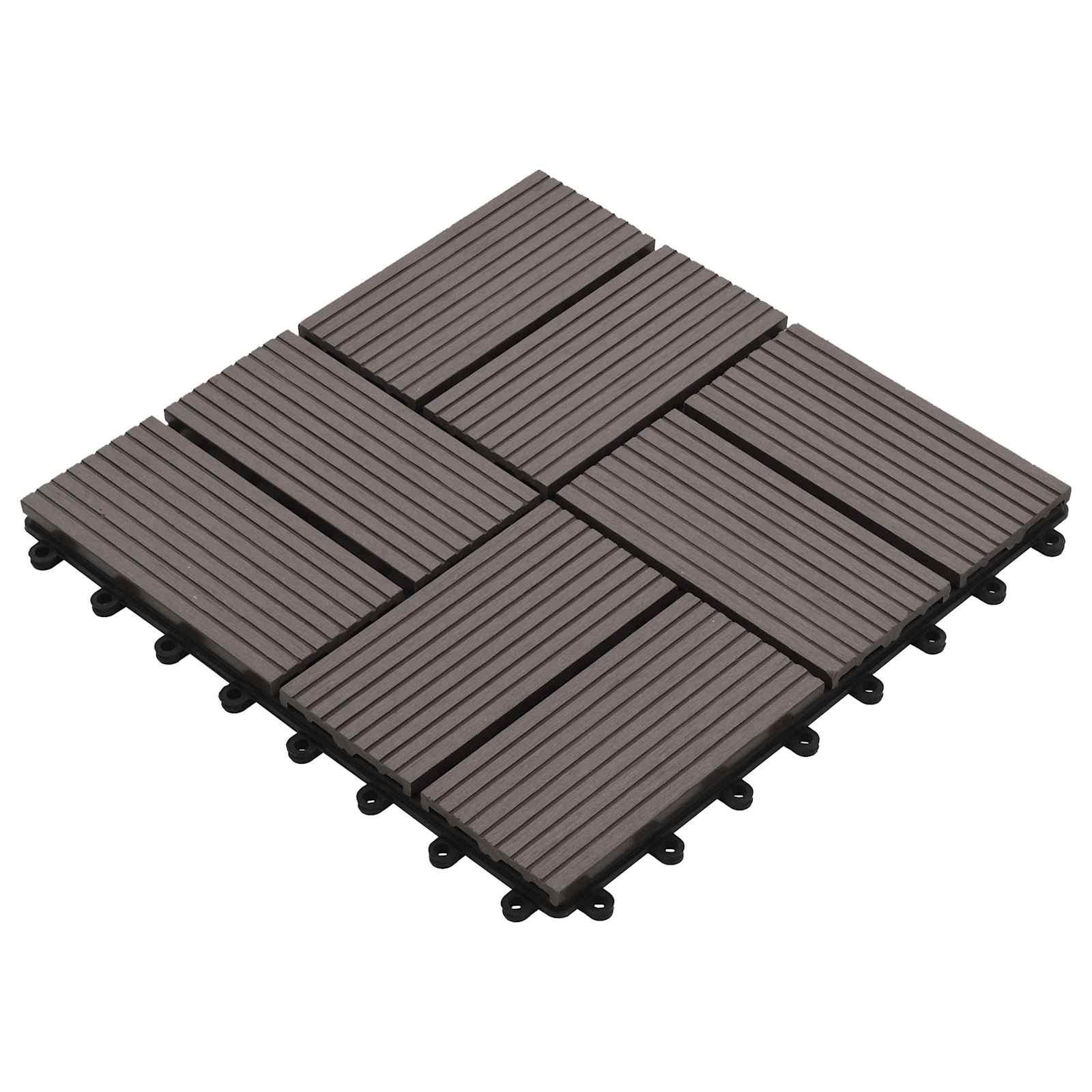 Terrasse Flise 11 stk Mørk Brun 30 x 30 cm WPC billede